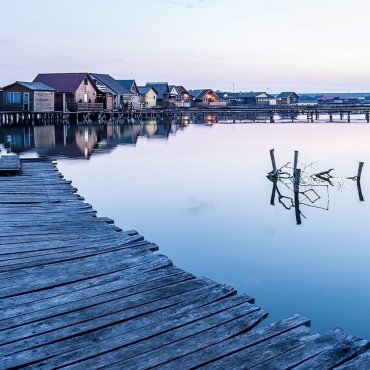 The Bokodi Lake is seen at dawn near Oroszlany west of Budapest Hungary on July 24th 2015. Credit EP